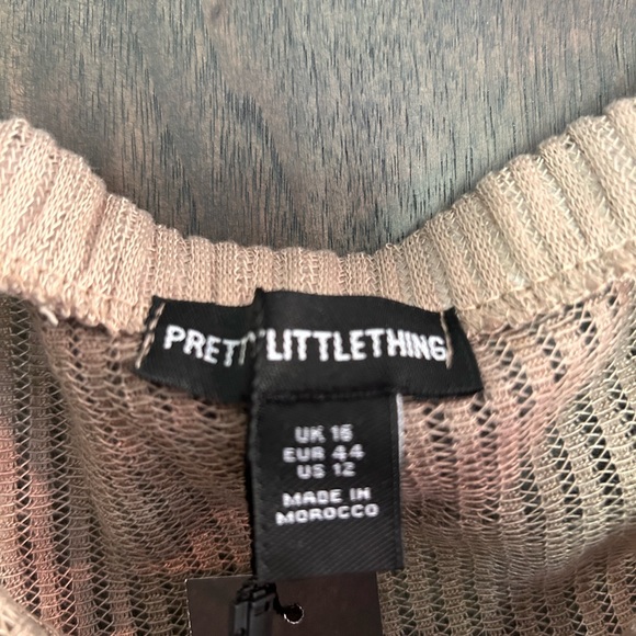 PrettyLittleThing Beige Ribbed One Piece - Picture 2 of 6